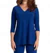 Sympli Nu Ideal V-neck Tunic Top In Twilight In Blue