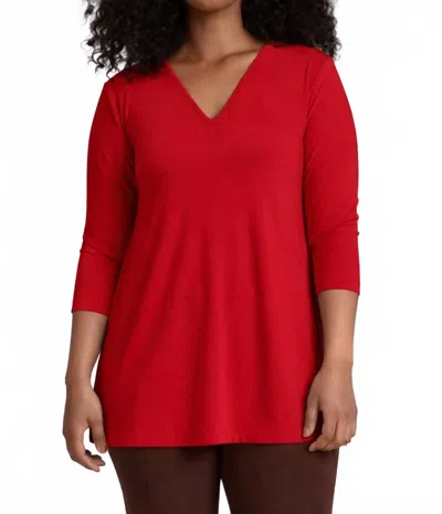 Sympli Nu Ideal V-neck Tunic In Poppy In Red
