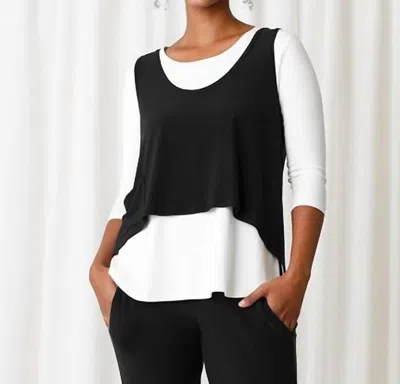 Sympli Pleat Back Smock Top In Black