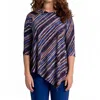 Sympli Raglan Handkerchief Top In Elemental Stripes In Blue