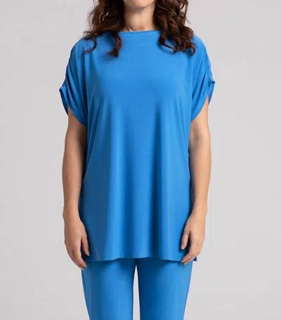Sympli Revelry Ruched Shoulder Tunic - Plus In Marine In Blue