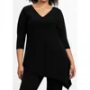 Sympli Reversible Angle 3/4 Sleeve Top In Black In Black