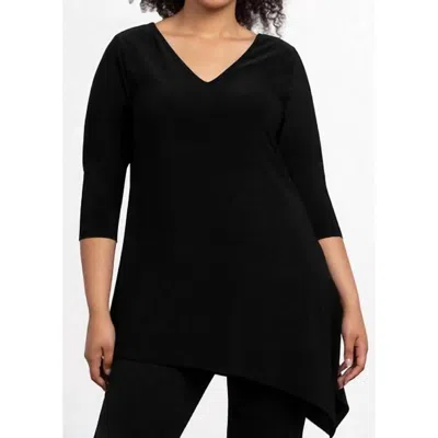 Sympli Reversible Angle 3/4 Sleeve Top In Black