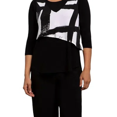 Sympli Reversible Angle Smock Top In Print Abstract In Black