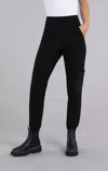 Sympli Safari Pant With Faux Leather In Black In Black