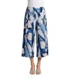 Sympli Side Slit Wide Capri Pant In Watery Reflections In Multi