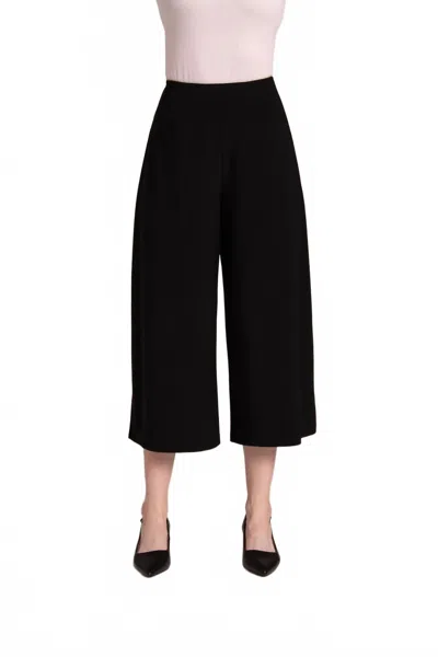 Sympli Side Slit Wide Leg Capri Pant In Black