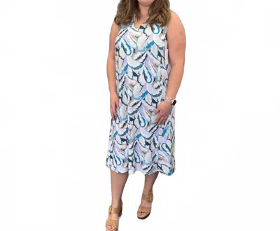 Sympli Sleeveless Deep V-neck Dress In Feathered Flora In Multi