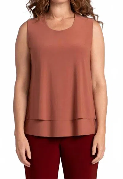 Sympli Sleeveless Double Layer Shell Top In Terra In Pink