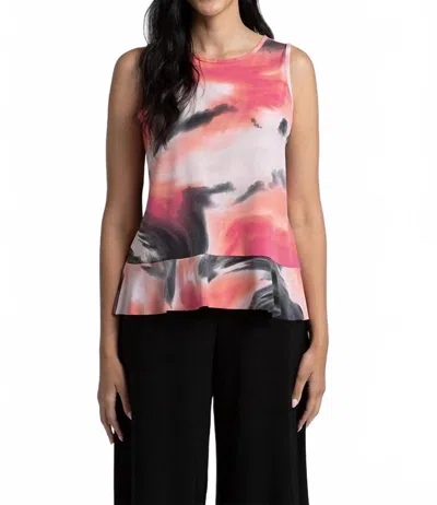 Sympli Sleeveless Peplum Top In Marble In Red