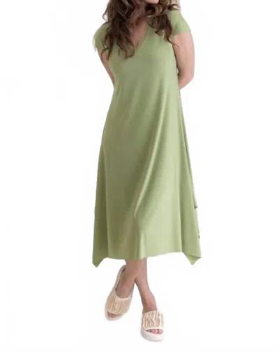 Sympli Splice V-neck Dress In Epsom In Green