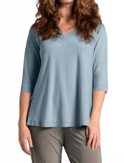 Sympli Splice V-neck Go To Top In Stone Blue