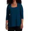 Sympli Square Neck 3/4 Sleeve Top In Atlantis In Blue