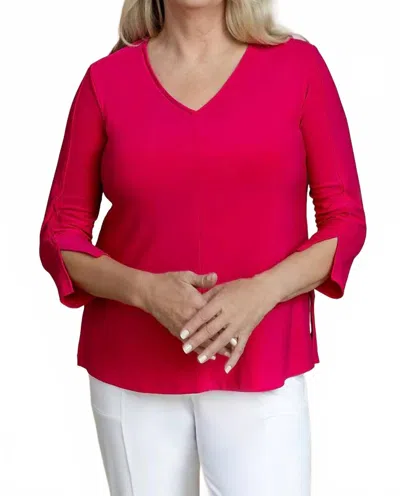 Sympli Suitable Split Sleeve Top In Hot Pink