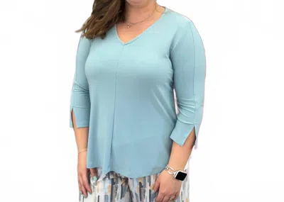 Sympli Suitable Split Sleeve Top In Stone Blue