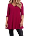 Sympli Tipped Reversible Trapeze Tunic Top In Magenta In Red