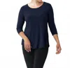 Sympli To Go Classic 3/4 Sleeve Top In Navy In Blue