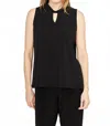 Sympli Twist Collar Tank Top In Black Sparkle In Black