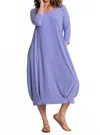 Sympli V-neck Narrow Lantern Dress In Jacaranda In Blue