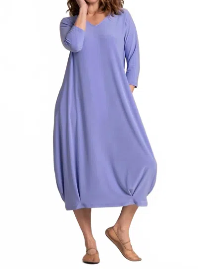 Sympli V-neck Narrow Lantern Dress In Jacaranda In Blue