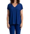Sympli V-neck Slit Sleeve Top In Twilight In Blue