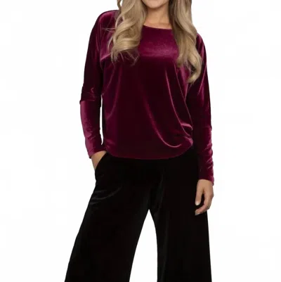 Sympli Velvet Savvy Nu Cinch Top In Pomegranate In Burgundy