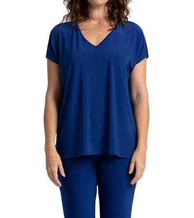 Sympli V-neck Slit Sleeve Top In Twilight In Blue