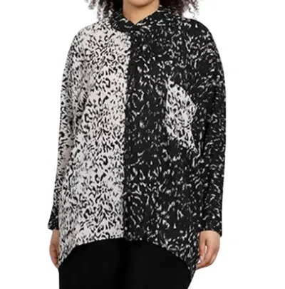 Sympli Whisper Two Tone Boxy Shirt In Animal In Black