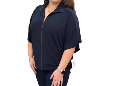 Sympli Wing Woman Zip Up Top In Navy In Blue