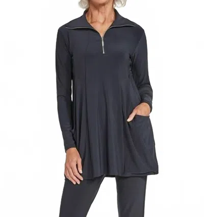 Sympli Women's Double Take Tunic Top In Black In Blue