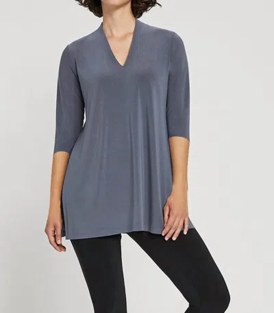 Sympli Women's Long Sleeve Deep V Tunic In Platinum In Gray