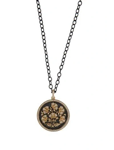 Pre-owned Syna 1.30ctw Diamond Jardin Flower Pendant Necklace, 32" In Multi