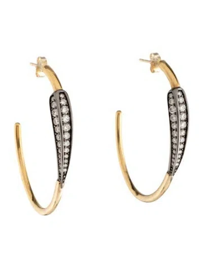 Pre-owned Syna 1.40ctw Diamond Love Leaf Hoop Earrings In Multicolor