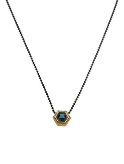 Pre-owned Syna 1.50ct Topaz & Diamond Pendant Necklace, 18" In Multi