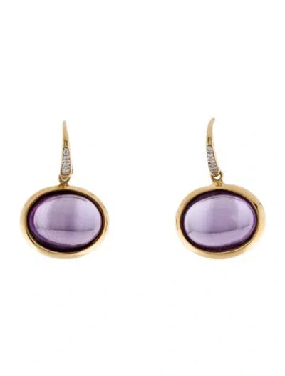 Pre-owned Syna 18k 10.02ctw Amethyst & Diamond Drop Earrings In Multi