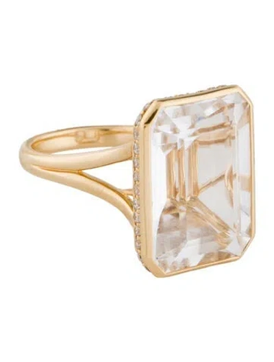 Pre-owned Syna 18k 17.70ctw Quartz & Diamond Cocktail Ring In Multi