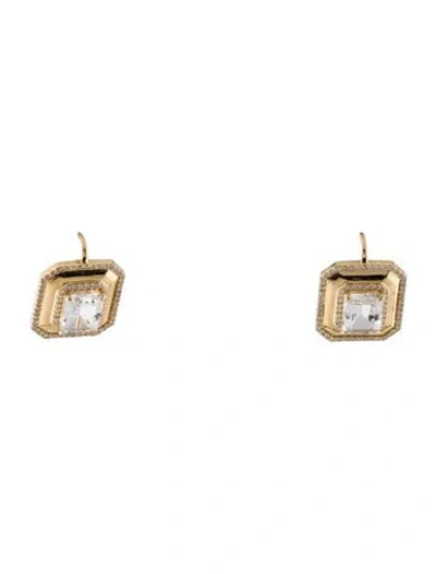 Pre-owned Syna 18k 4.00ctw Quartz & Diamond Drop Earrings In Multi