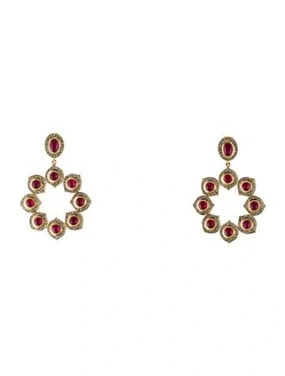 Pre-owned Syna 18k 6.00ctw Ruby & Diamond Drop Earrings In Multi