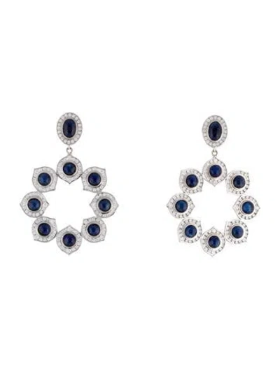 Pre-owned Syna 18k 7.31ctw Sapphire & 1.67ctw Diamond Drop Earrings In Multi