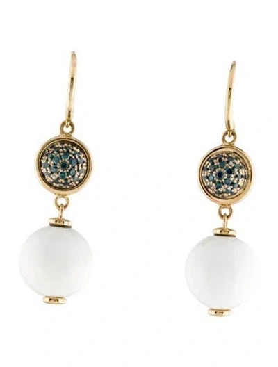 Pre-owned Syna 18k Agate & Diamond Drop Earrings In Multi