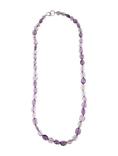 Pre-owned Syna 18k Amethyst & Diamond Bead Necklace, 37" In Multi