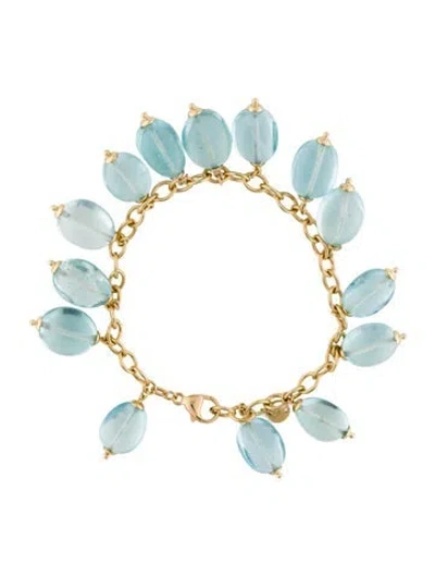 Pre-owned Syna 18k Aquamarine Charm Bracelet, 7" In Multi