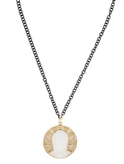 Pre-owned Syna 18k Chalcedony & Diamond Buddha Pendant Necklace, 18" In Multi