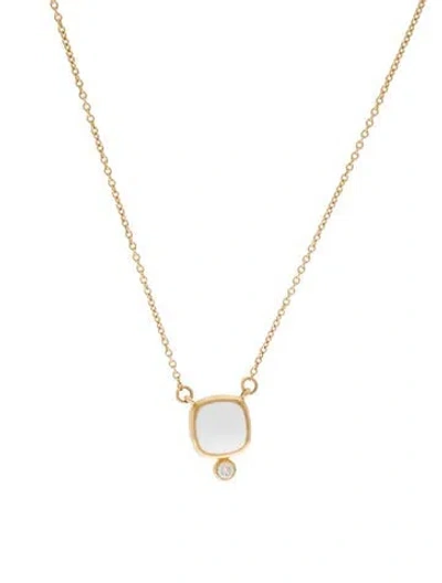 Pre-owned Syna 18k Chalcedony & Diamond Pendant Necklace, 17.75" In Multi