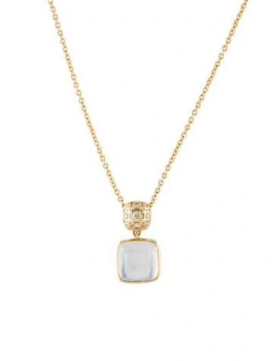 Pre-owned Syna 18k Chalcedony & Diamond Pendant Necklace, 18" In Multi