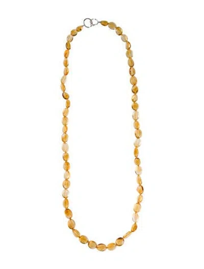 Pre-owned Syna 18k Citrine & Diamond Bead Strand Necklace, 37" In Multi