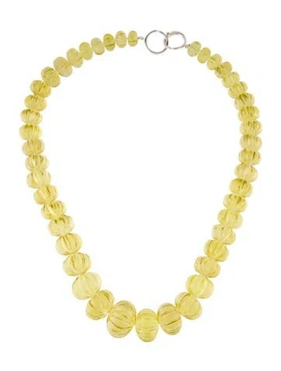 Pre-owned Syna 18k Citrine & Diamond Graduated Bead Strand Necklace, 21" In Multi