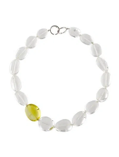 Pre-owned Syna 18k Citrine & Quartz Bead Necklace In Multi