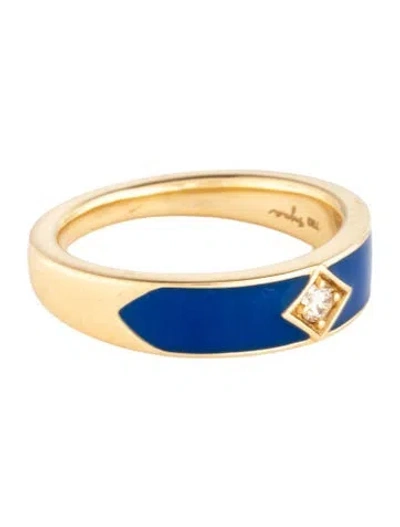 Pre-owned Syna 18k Diamond & Enamel Band In Blue