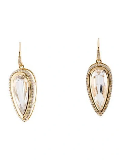 Pre-owned Syna 18k Diamond & Quartz Drop Earrings In Multi